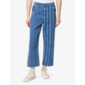 Honor The Gift Mens Striped Denim Pants Blue Mixed Stripe Straight Leg Size 30